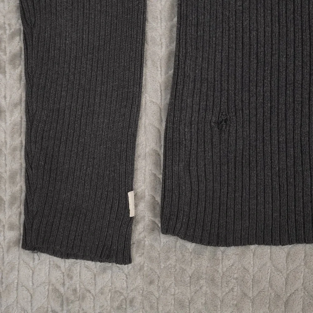 Converse One Star Sweater Mens M Grey Ribbed Quarter Zip Cotton Knit Pullover